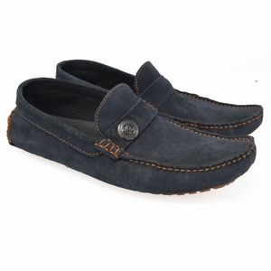 *HOLLIS Sz 8 Blue Slip Moc Toe Driving Moccasins